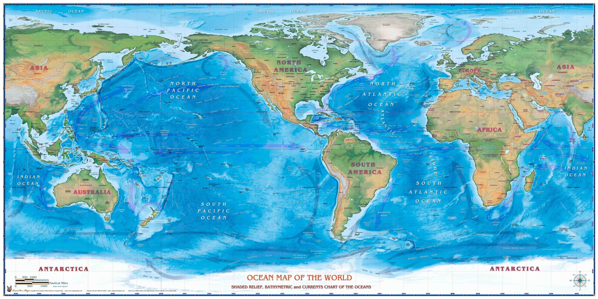 World Map Labeled Oceans