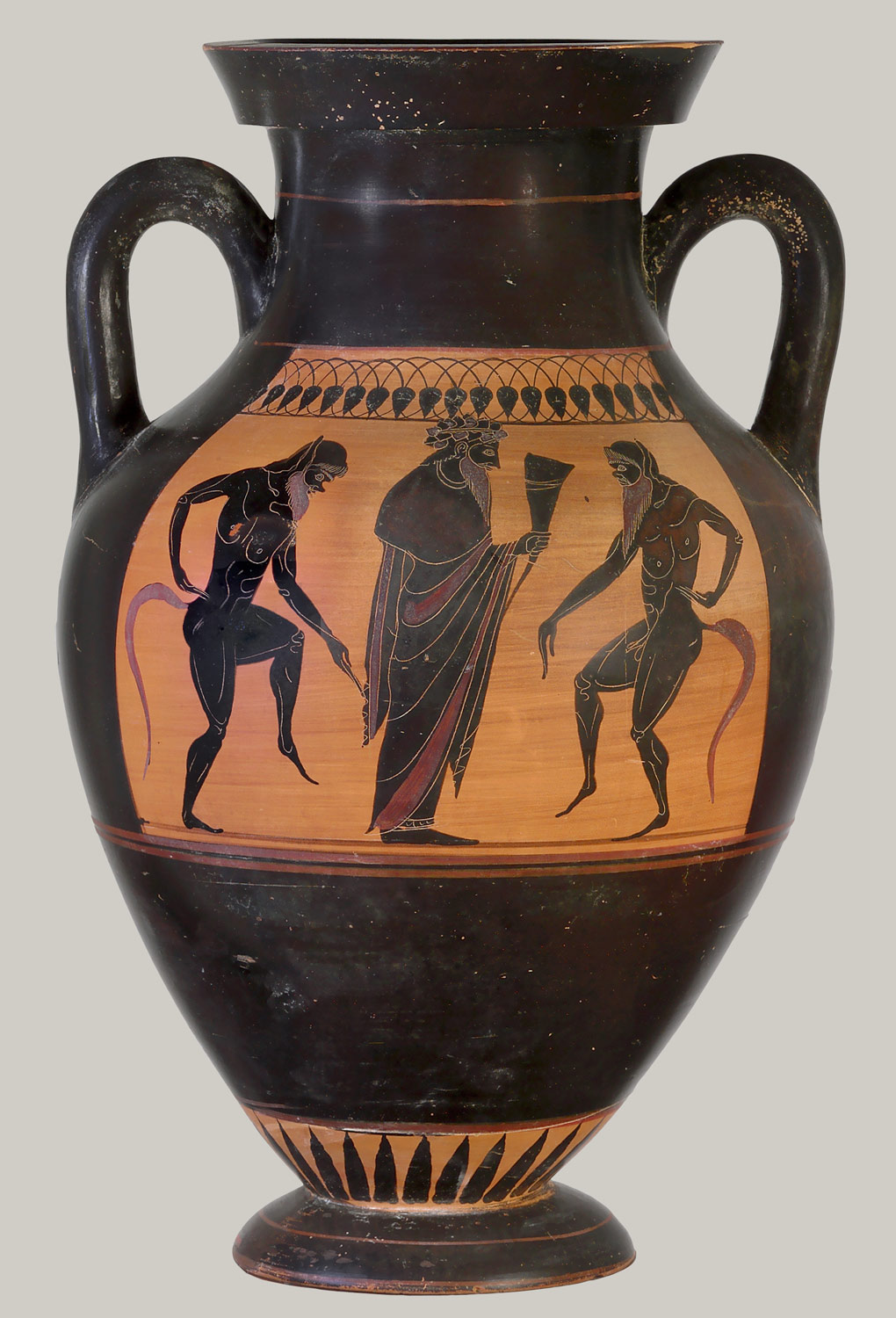 Terracotta amphora (jar), 
				Attributed to the manner of the Lysippides Painter,Vases