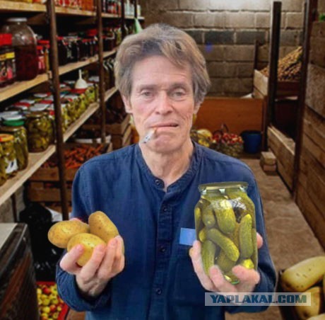 Create meme: willem dafoe, Willem Dafoe holds oranges, february 2022