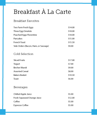 Carte meaning ala What does