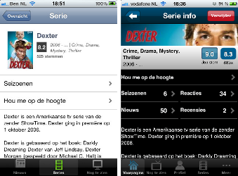 Left to right: The old app and the new app of MijnSerie