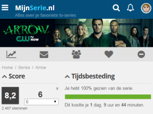 Website MijnSerie op een tablet