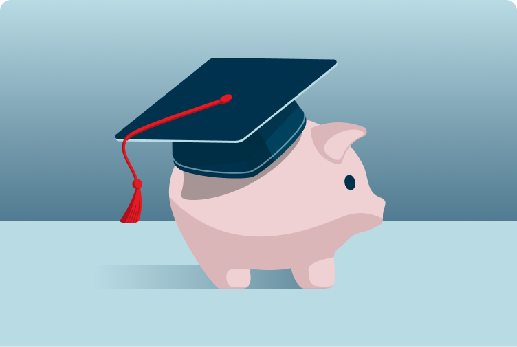 Illustration of a pig with a graduation cap