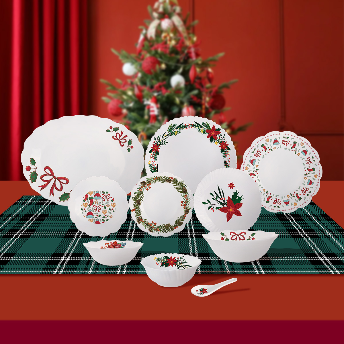 OEM /ODM Christmas design Opal tableware set