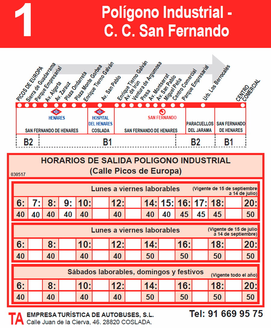 Horario Línea 1 Ida