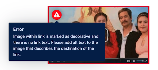 screenshot of missing alternative description of an image