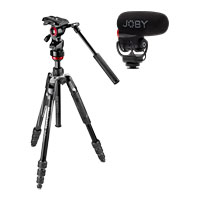 Manfrotto Befree Advanced Live Tripod + JOBY Wavo Plus On Camera Microphone Kit