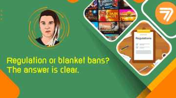 green background with the text "Regulation or blanket bans? The answer is clear" in yellow.