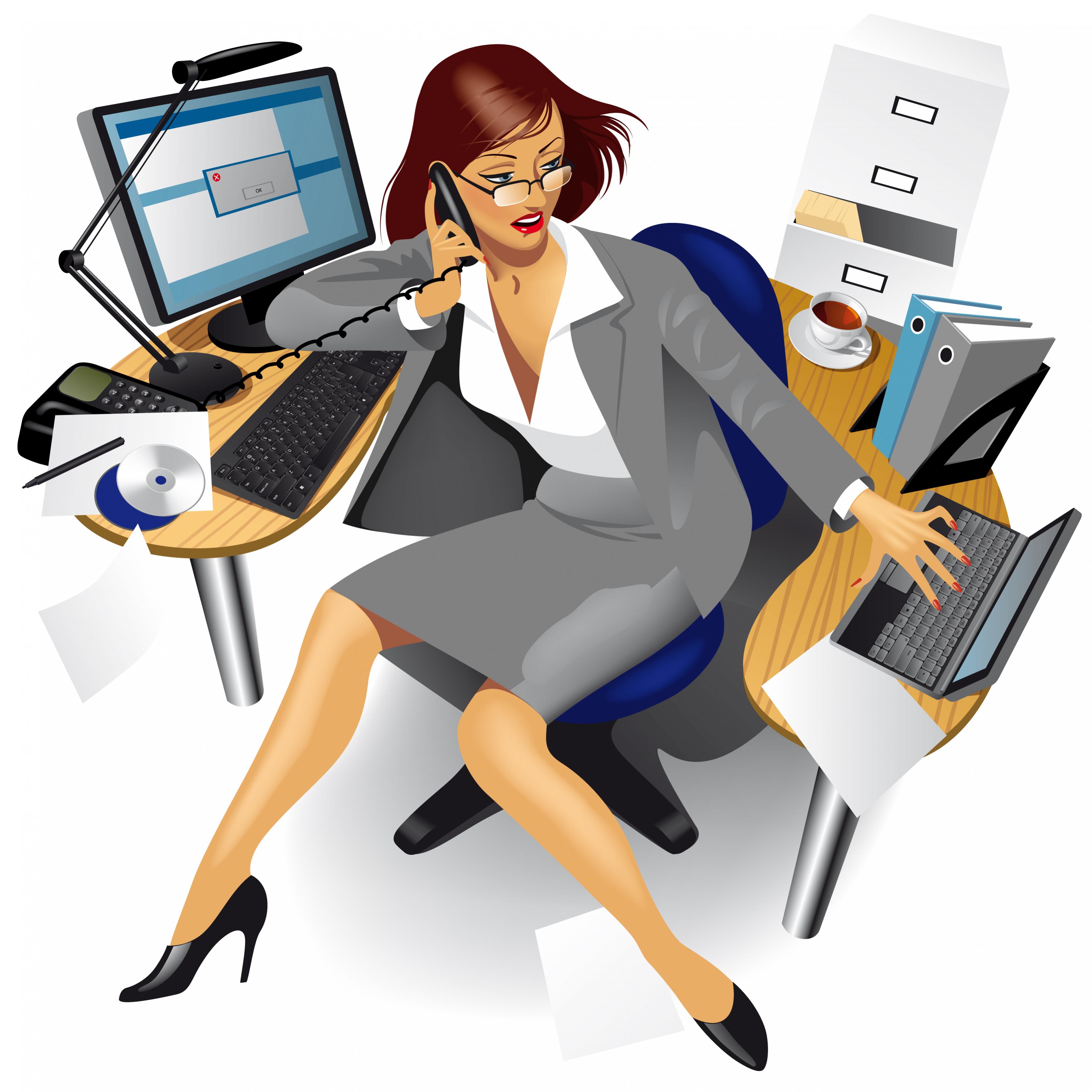 Cartoon Office Worker Woman : Junge Frau Im Büro Stock-illustration ...