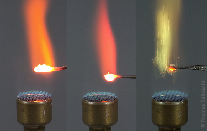 Verbrennen von Calcium. Strontium und Barium