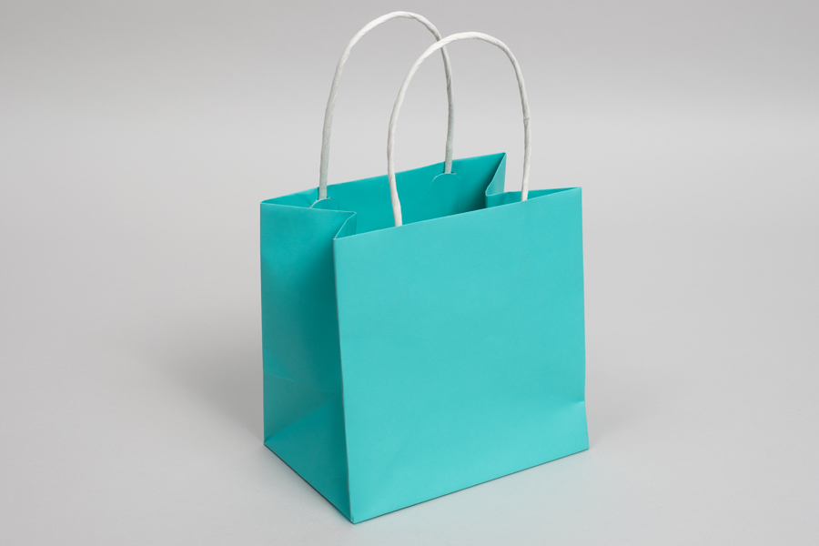 6 x 4 x 6 AQUA MARINE MIDTOWN TURN TOP PAPER SHOPPING BAG