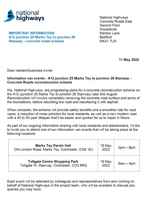 News | Stanway Parish Council