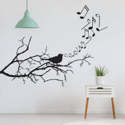 Stickers branche oiseau music