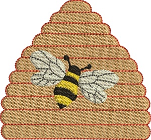 Bee And Bee Hive-bee hive machine embroidery bee insects.