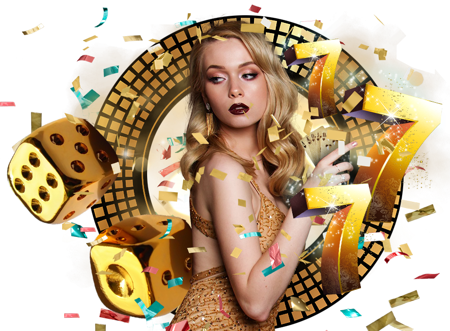 casino, gambling, celebration, slot machines, lucky symbols, festive atmosphere, Casino Girl PNG