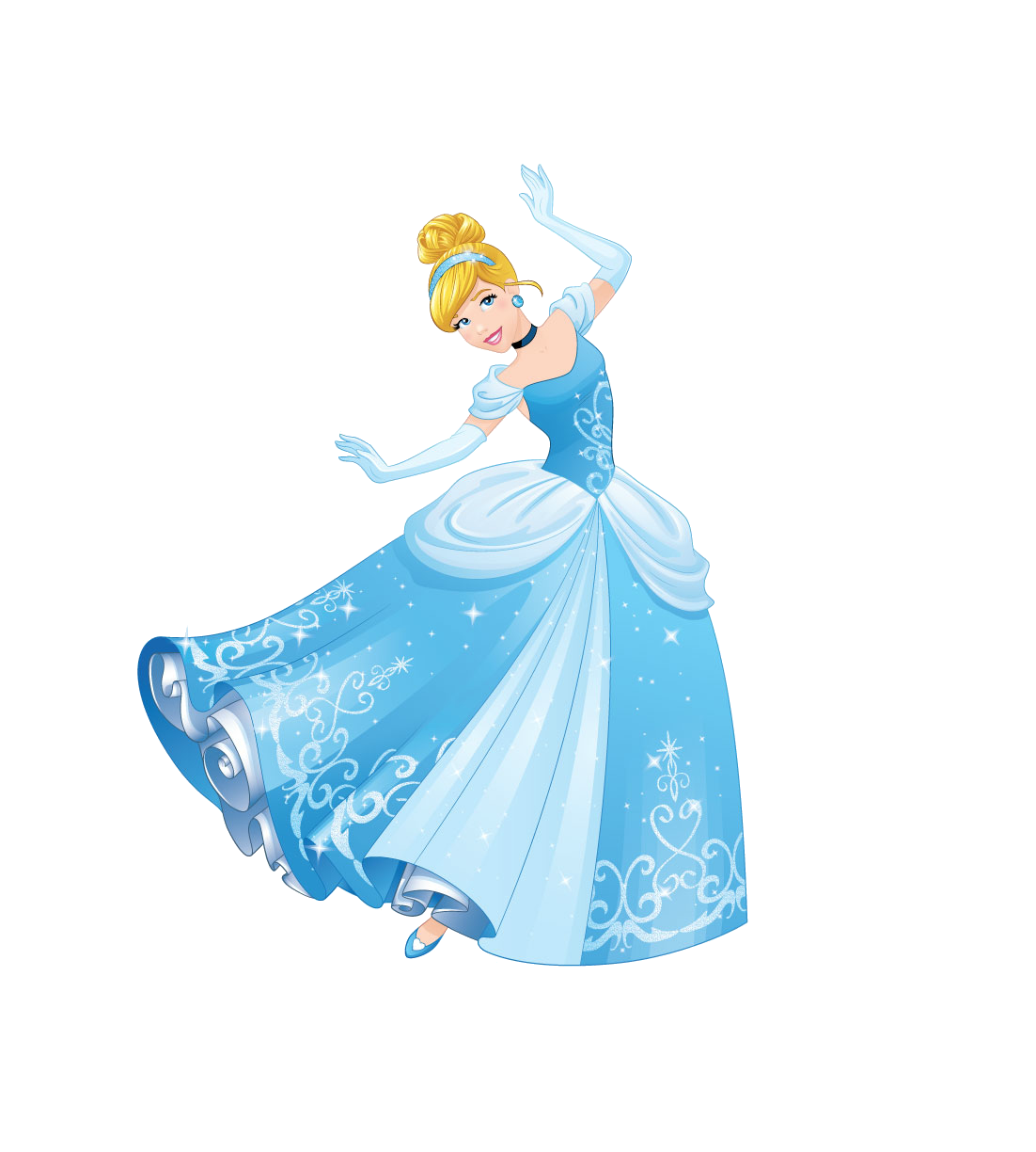 Cinderella, princess character, fairytale illustration, blue gown, Dance PNG