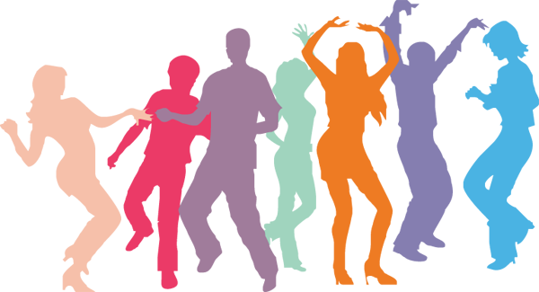 dancing silhouettes, party celebration, vibrant movement, social gathering, Dance PNG