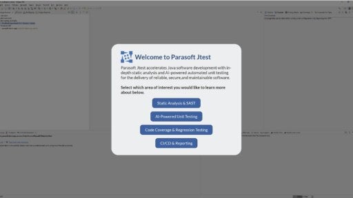 Screenshot of Jtest product tour.