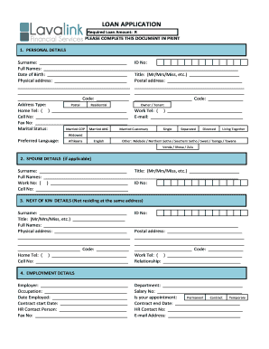 Finance forms - lavalink loans