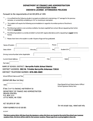 Finance paperwork - school attendance form for learner's permit