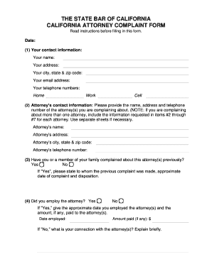 Generic complaint form - california state bar complaint form