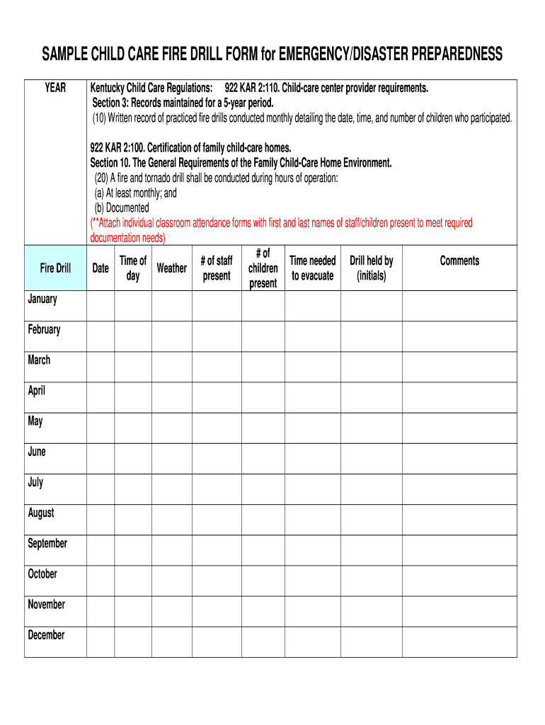 Free Printable Fire Drill Log Template