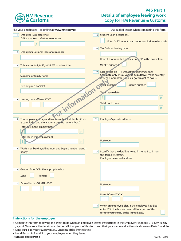 p45 template word Preview on Page 1