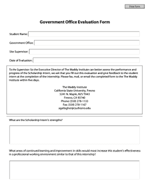 Evaluation form template word - Government Office Evaluation Form