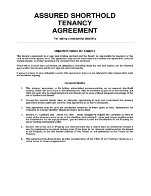 Assured Shorthold Tenancy Agreement Uk Template Free