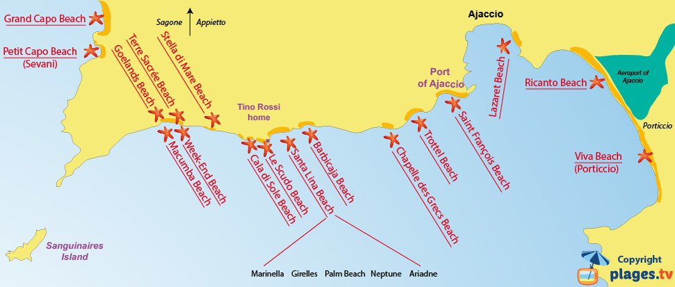 Corsica Beaches Map