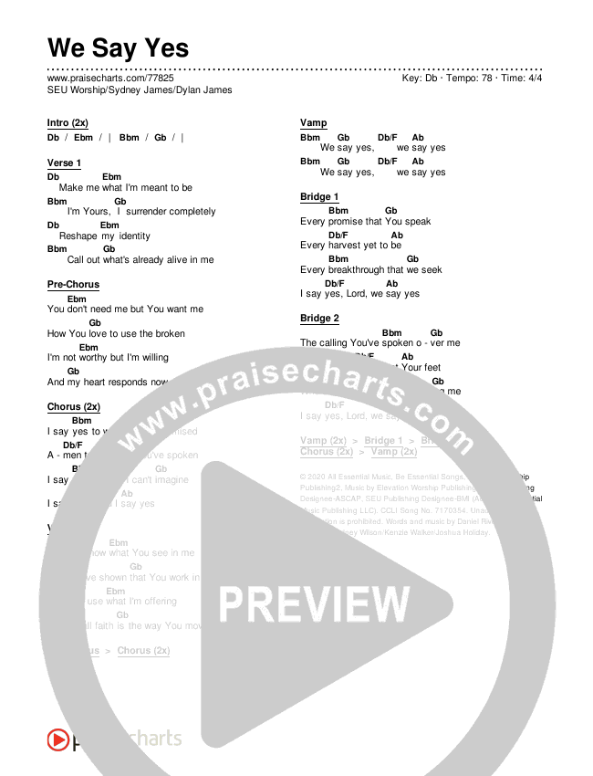 We Say Yes Chords & Lyrics (SEU Worship / Sydney James / Dylan James)