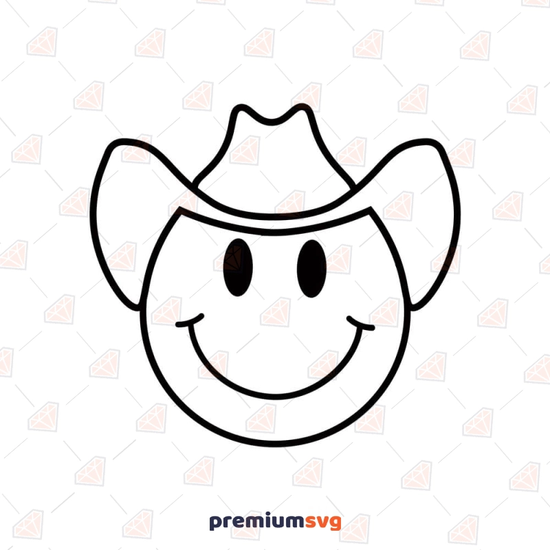 Cowboy Smiley Face SVG, Cowboy Emoji SVG and PNG Files Smiley Face SVG Svg