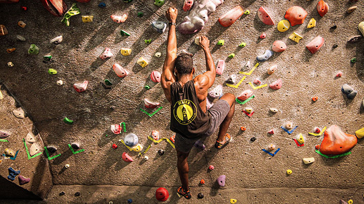 Rock wall climbing and Purdue University.