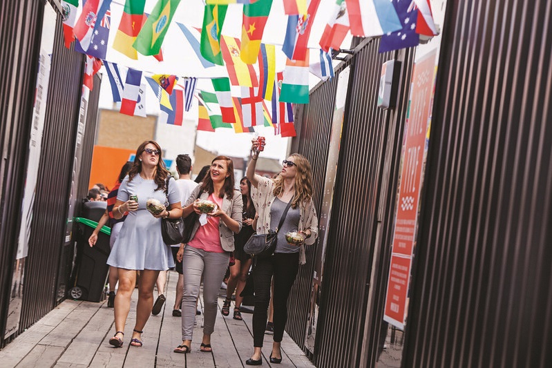 Students with international flags