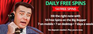 Planet 7 Online Casino - 14 Free Spins on The Big Bopper August 2016