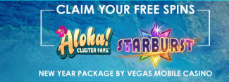 Vegas Mobile Casino - Exclusive Free Spins on Aloha & Starburst + 100% Bonus up to €/£/$200