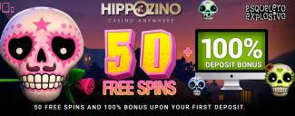 Hippozino Casino - Exclusive 50 FS on Esqueleto Explosivo + £€$800 Welcome Pack