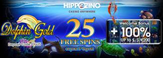 Hippozino Casino - Exclusive 25 FS on Dolphin Gold + £€$800 Welcome Pack 2017