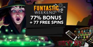 Slotastic Casino - 77% Weekend Bonus up to $375 + 77 Free Spins on Witch's Brew