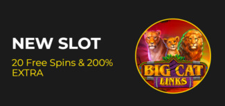 Slotastic Casino - 20 No Deposit Free Spins on Big Cat Links + 200% Deposit Bonus