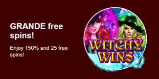 Grande Vegas Casino - 150% Deposit Bonus + 25 FS on Witchy Wins