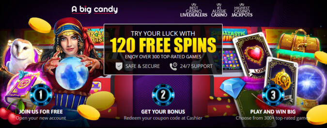 A Big Candy Casino - Exclusive 120 No Deposit FS Bonus Code on Tarot Destiny