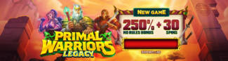 Raging Bull Casino - 250% Bonus Code + 30 Free Spins on Primal Warriors Legacy