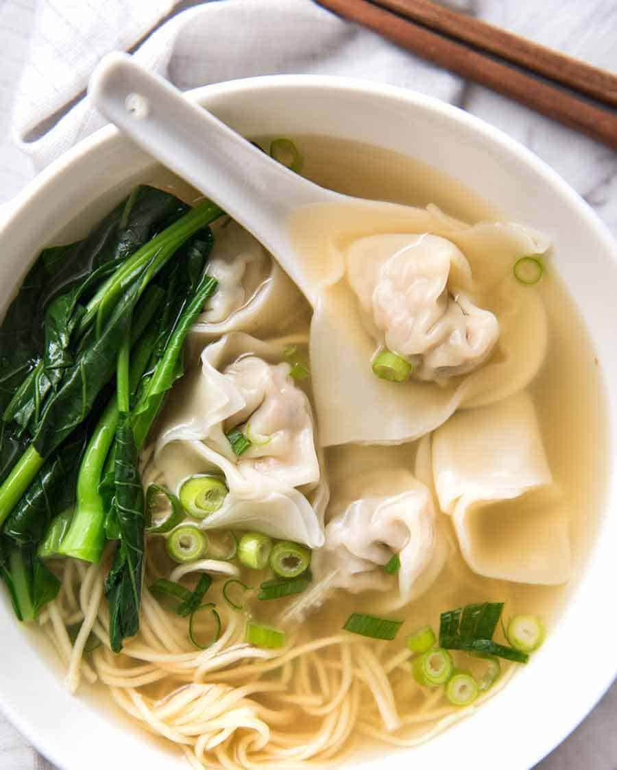 Wonton Soup made with homemade wontons. Super healthy!