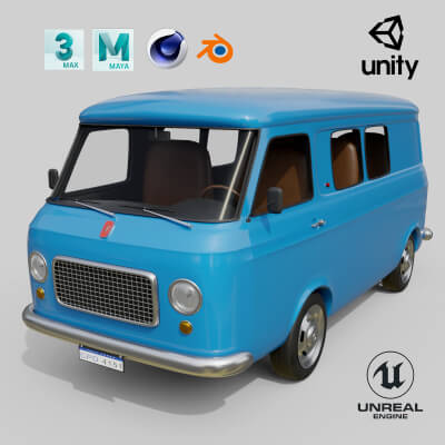 Realistic Vintage Transport Van High-Detail Game Ready Asset 3D Model