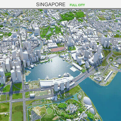 Singapore City 50km 3D Model