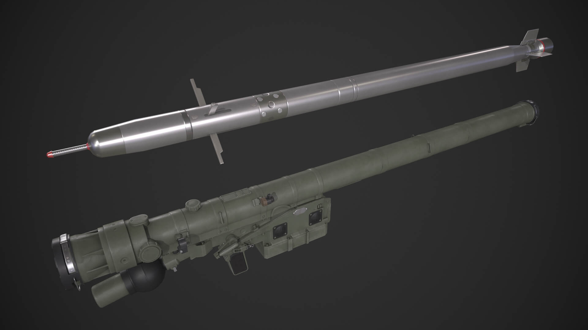 Igla 9K38 Missile Launcher 3D Model