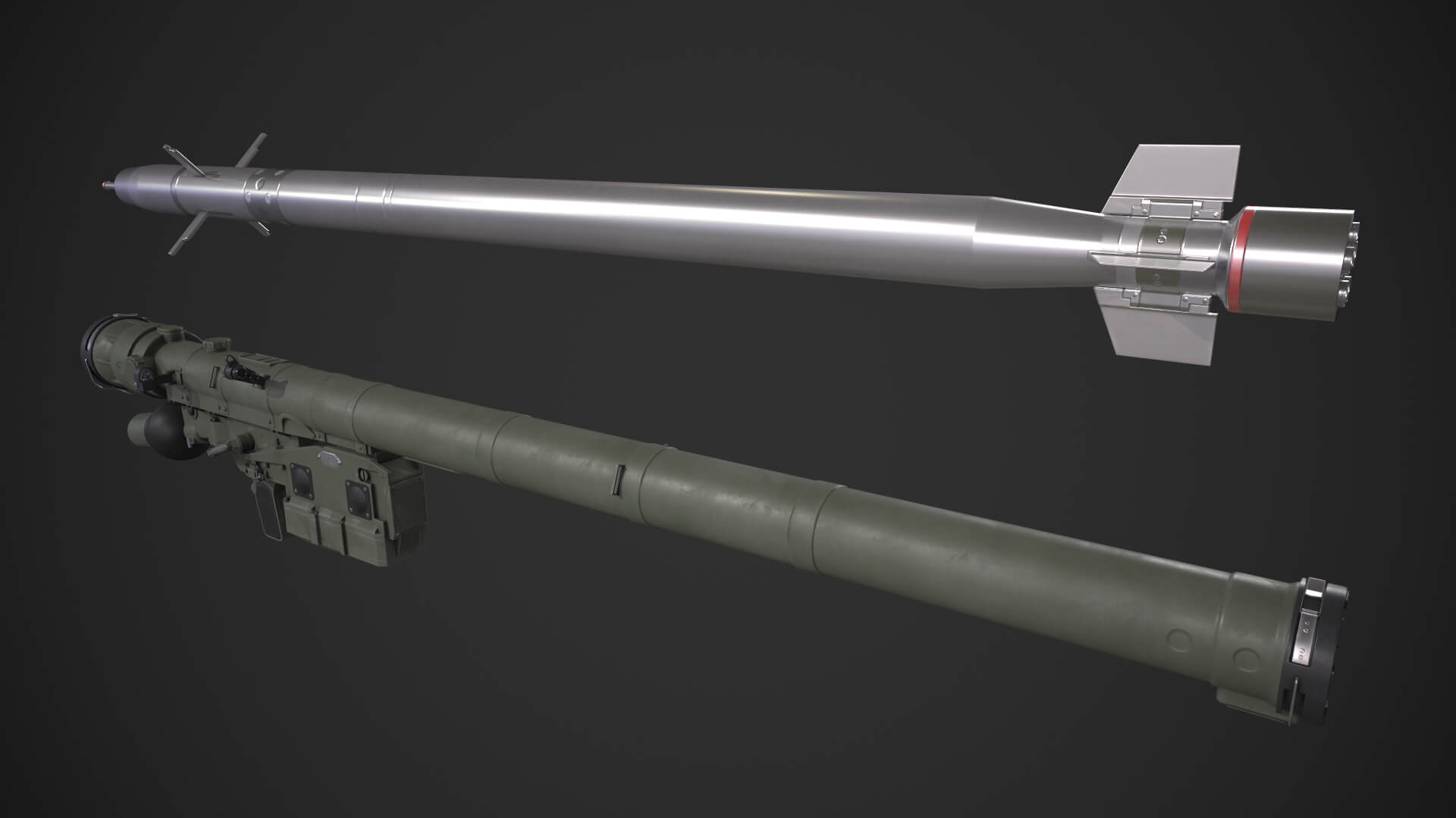 Igla 9K38 Missile Launcher 3D Model