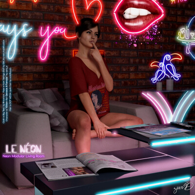 Le Neon Lights and Furniture Daz Content