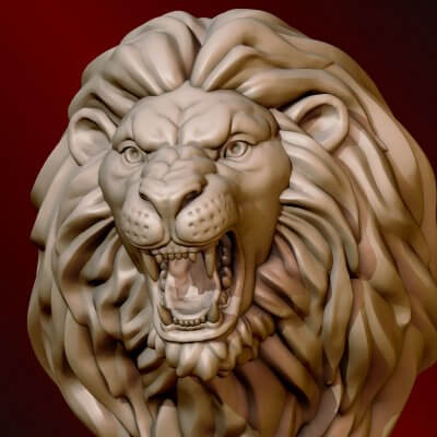 Lion Head 3D Model